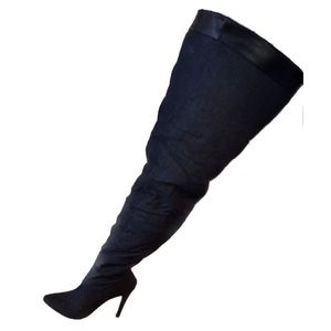 🔥Plus size denim thigh high boots🔥